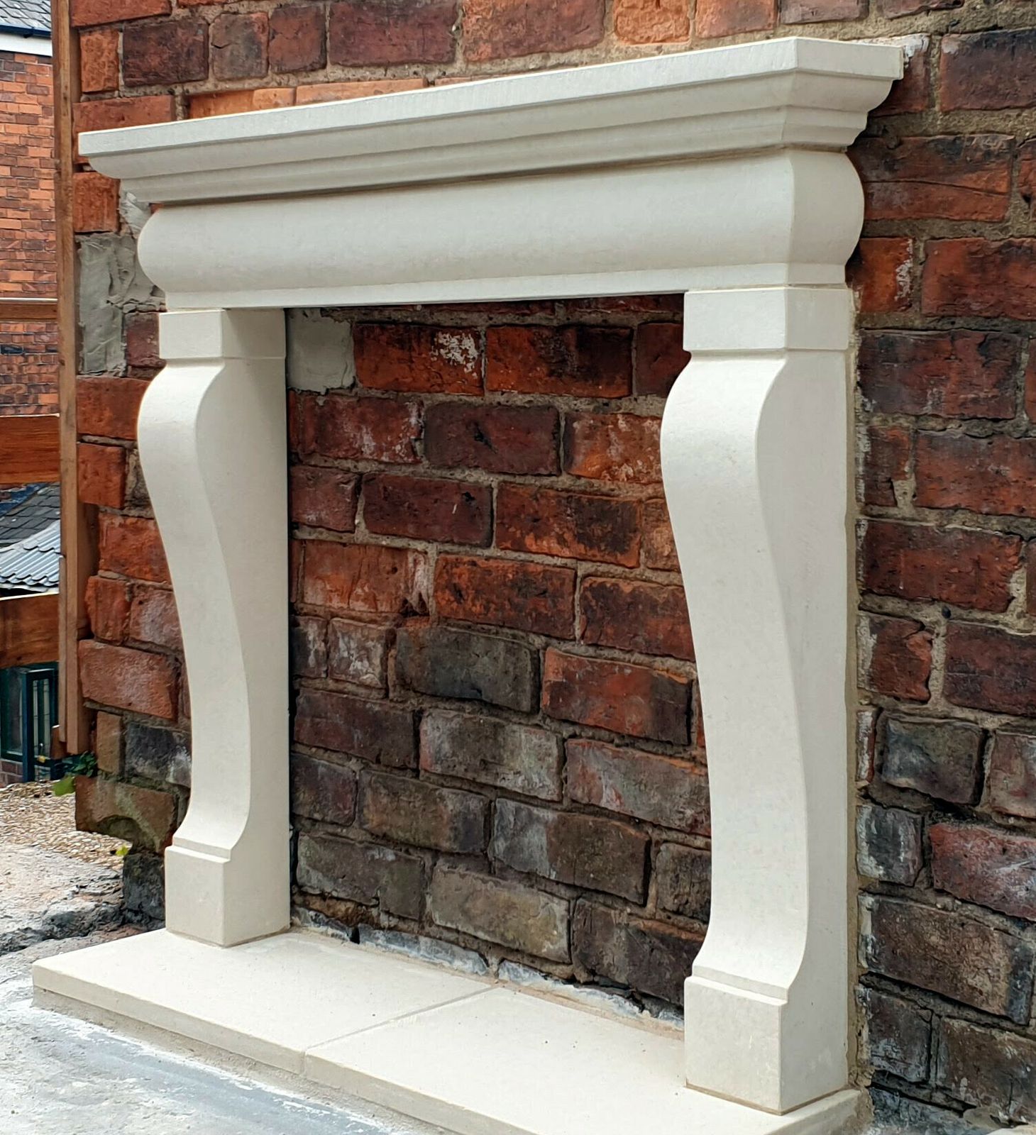 Reclaimed French Carved Limestone Effect Fireplace Rustic Farmhouse Surround photo for sale