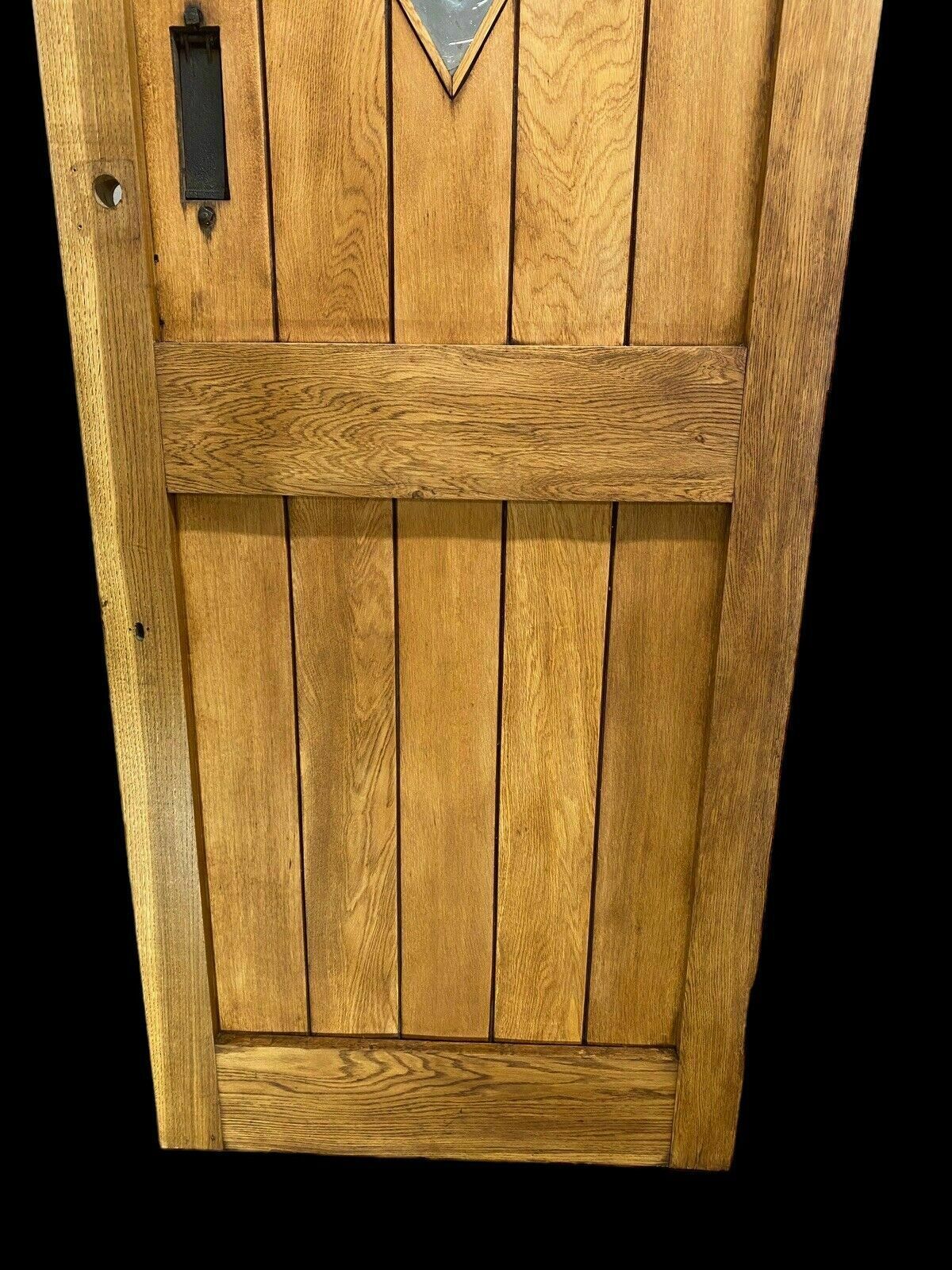 Home Fixtures Solid Oak Front Door Old Period Antique Reclaimed Hardwood Hand Blown Glass photo