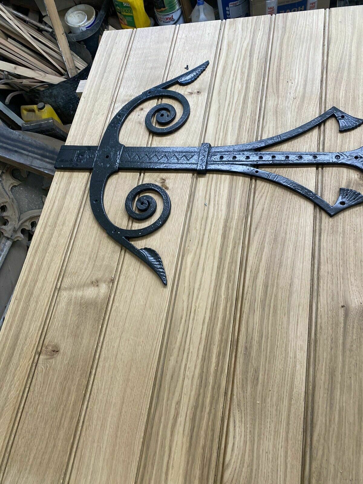 Large Solid Oak Front Door Antique Period Reclaimed Old Wood Metal Cast Iron photo Home Fixtures