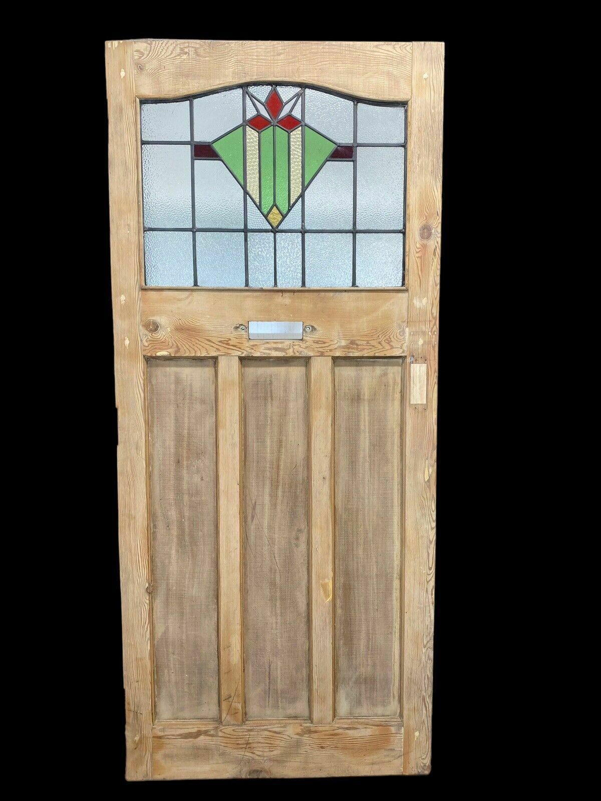 Art Deco Front Door Period Stained Glass Old Reclaimed Antique Lead Wood 20s 30s photo vintage