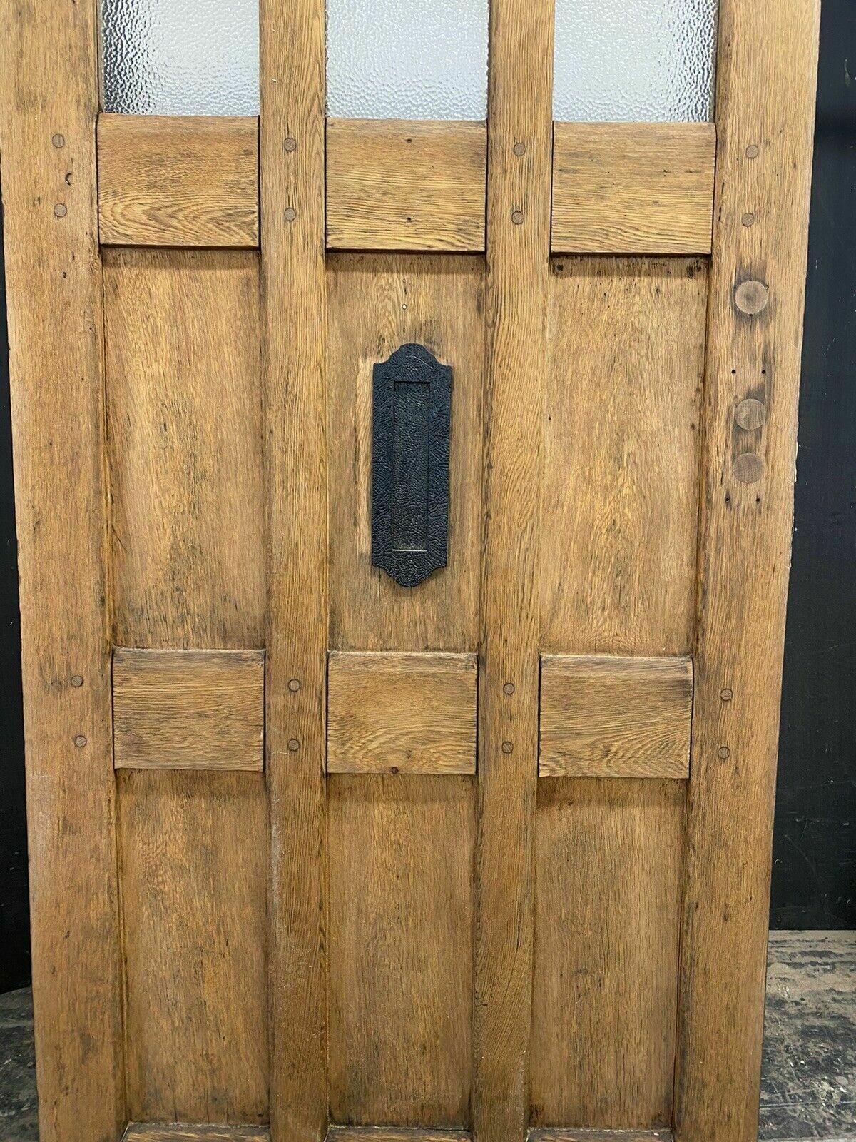Solid Oak Front Door Old Period Antique Reclaimed Hardwood Glazed Cast Iron Oils photo Home Fixtures