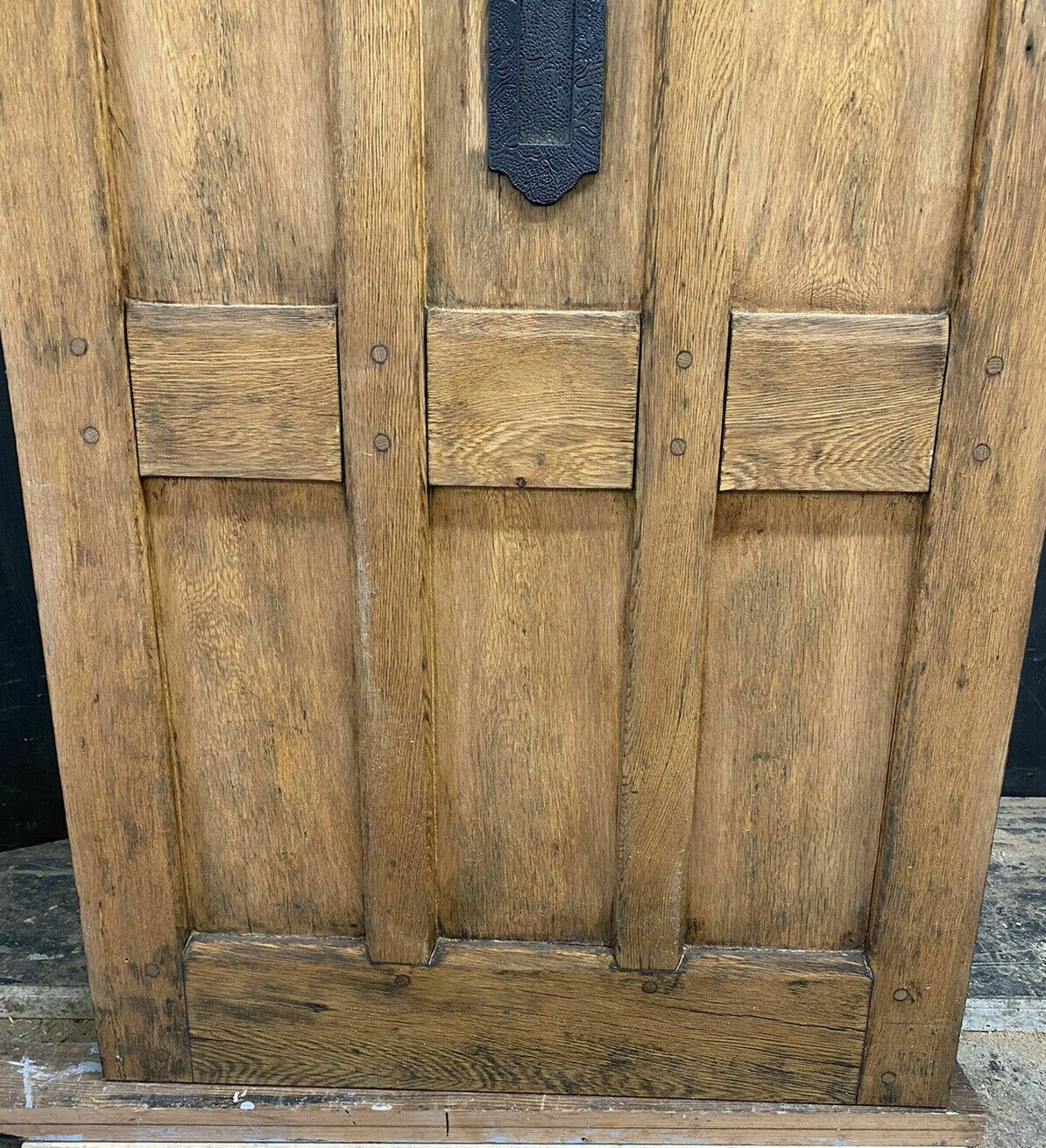 Solid Oak Front Door Old Period Antique Reclaimed Hardwood Glazed Cast Iron Oils photo 1711.0