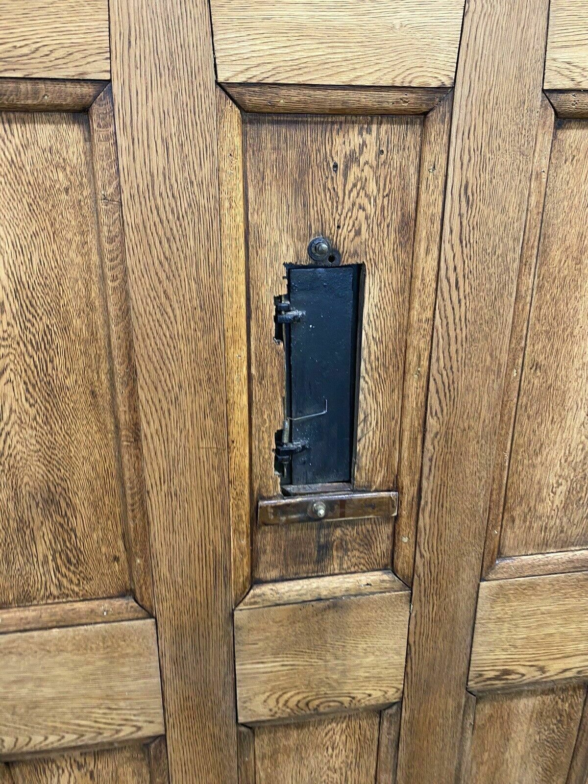 photo buy Solid Oak Front Door Old Period Antique Reclaimed Hardwood Glazed Cast Iron Oils