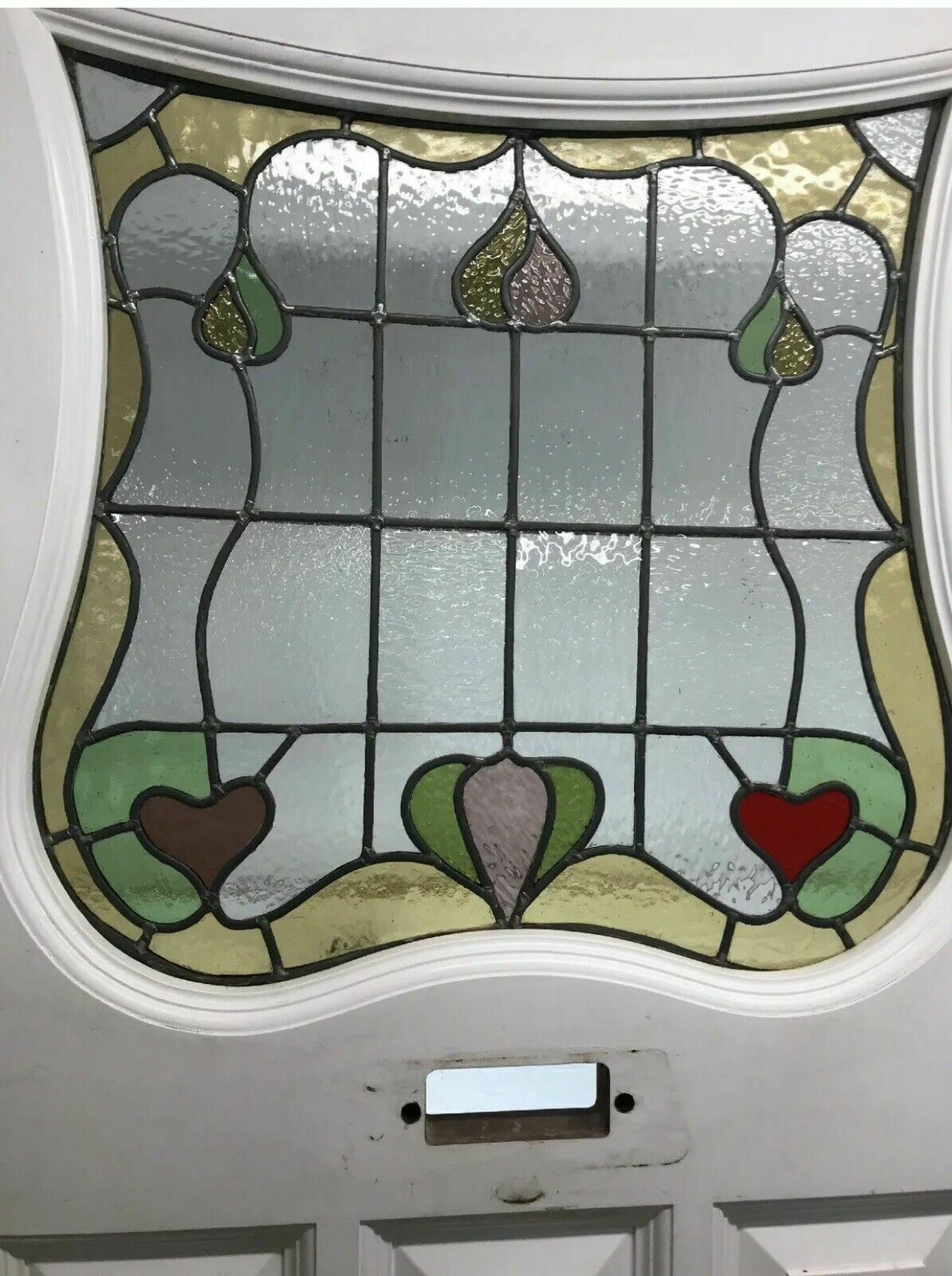 Large Art Deco Stained Glass Front Door Wood Reclaimed Old Period 20s 30s Leaded photo vinterior