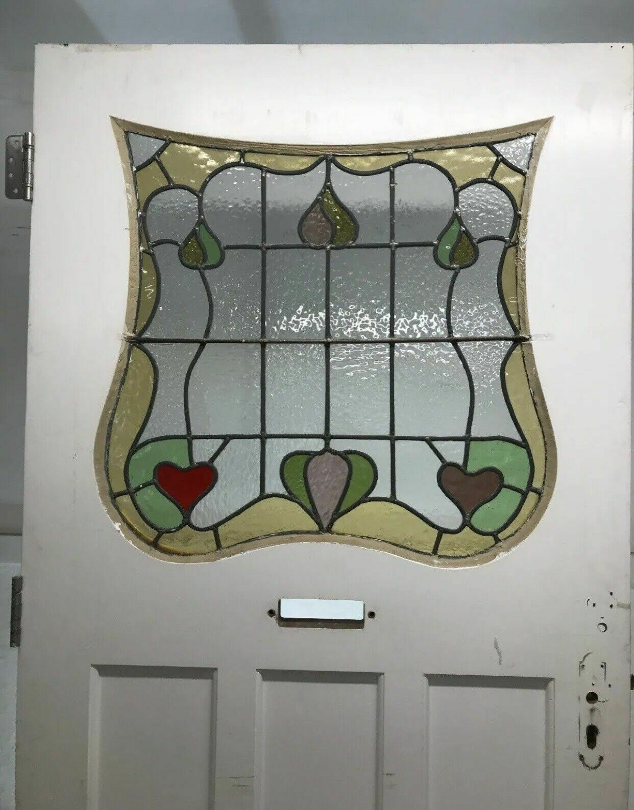 photo furniture Large Art Deco Stained Glass Front Door Wood Reclaimed Old Period 20s 30s Leaded