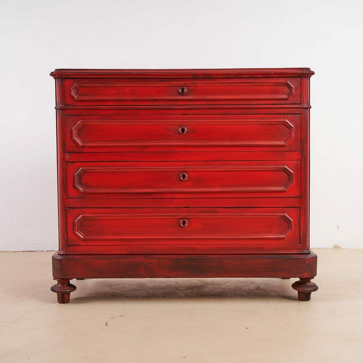 Umbertino Red Chest Of Drawers, Four Drawers photo 1216.0