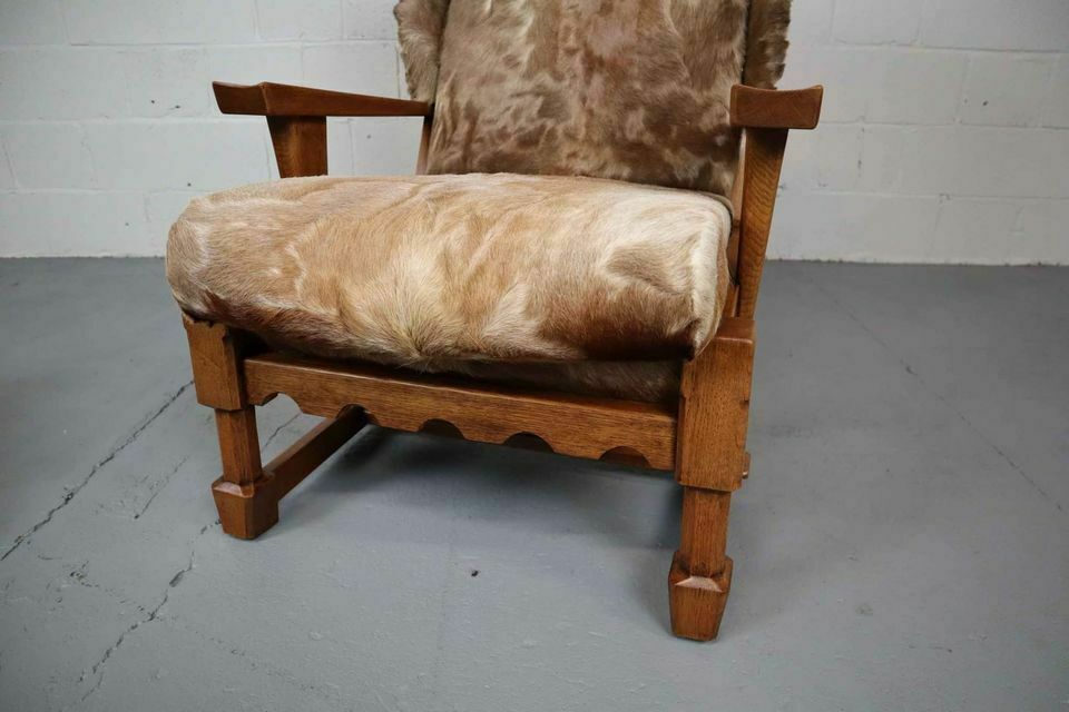 photo for sale Brutalist Oak Lounge Chair And Ottoman
