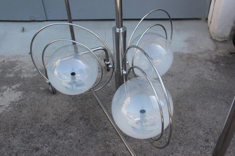 Pop Art Italian Chandelier Chrome Balls Murano Glass Italian Design 1970s Round photo 1968.0