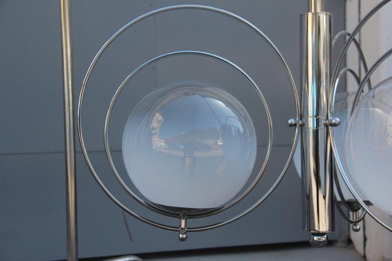 Pop Art Italian Chandelier Chrome Balls Murano Glass Italian Design 1970s Round photo buy