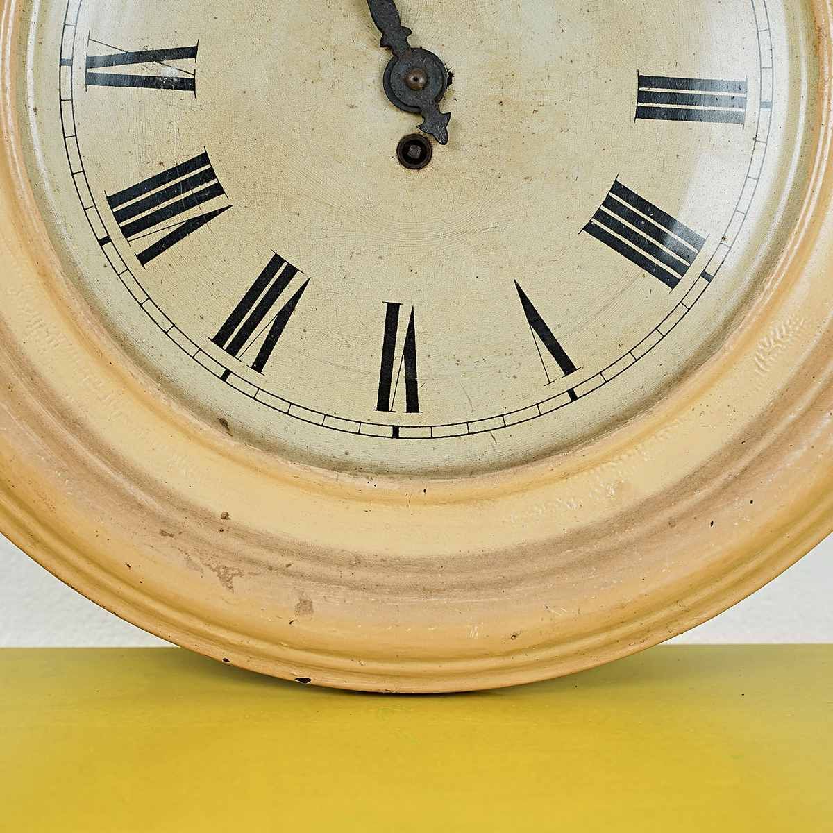 Wall Clock In Lacquered Metal From The Early 1900s, Manual Winding photo for sale