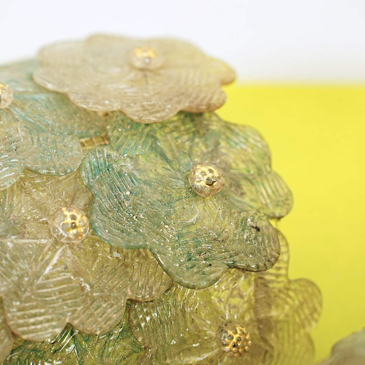 Pair Of Early 20th Century Murano Flower Glass Appliques photo Lighting