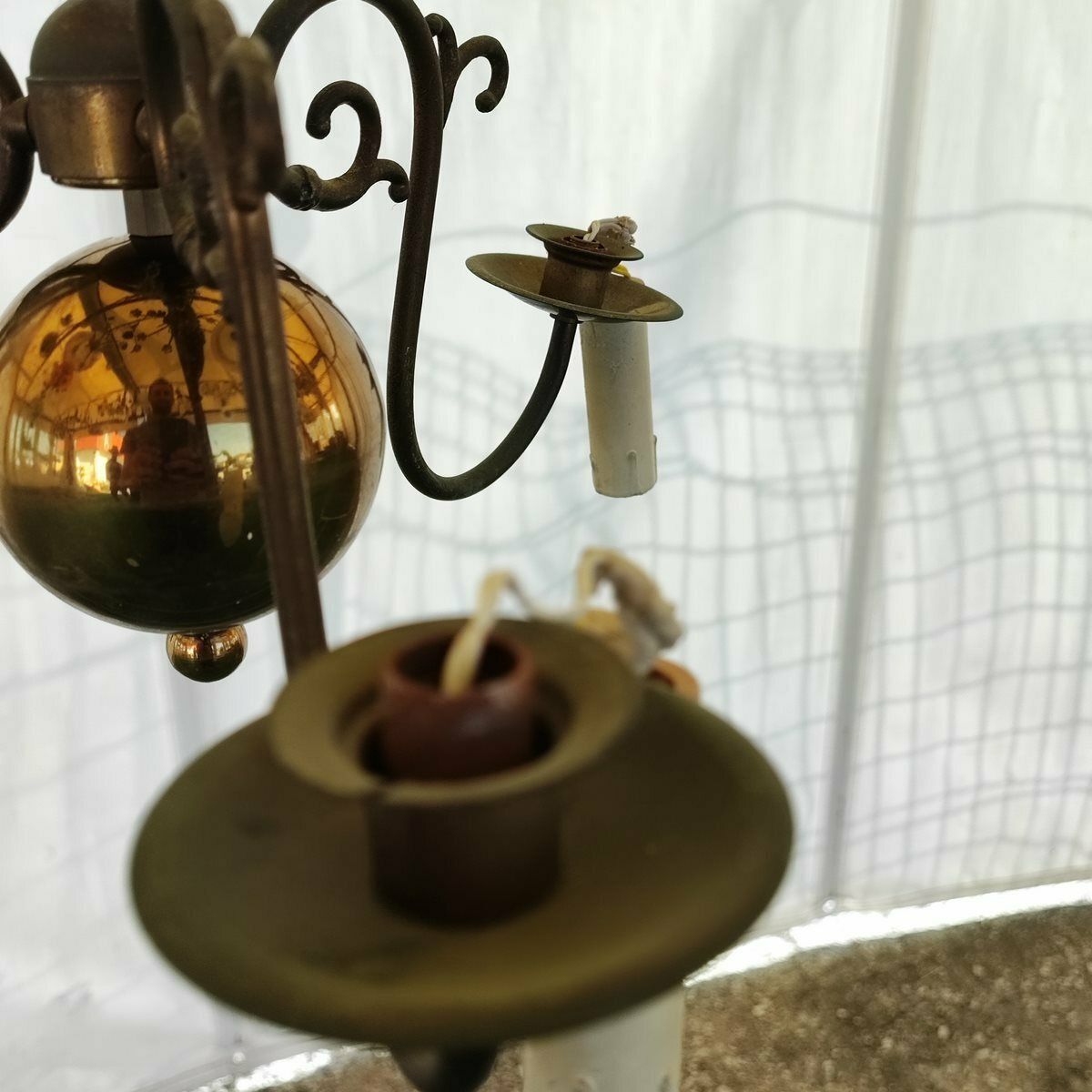Vintage Brass Plated Metal Chandelier photo 120.0