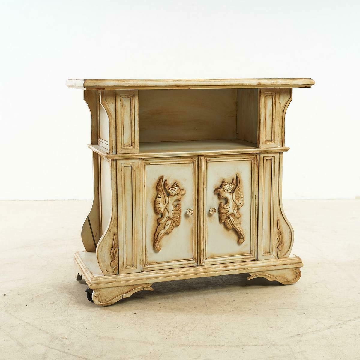 Cabinet, Tv Stand Shabby White With Dark Brown Shades