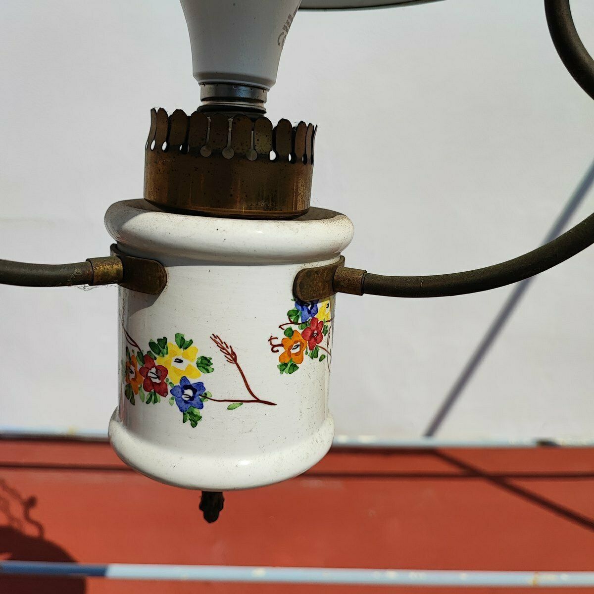Chandelier In White Opaline Glass And Metal From The 30s And 40s photo furniture
