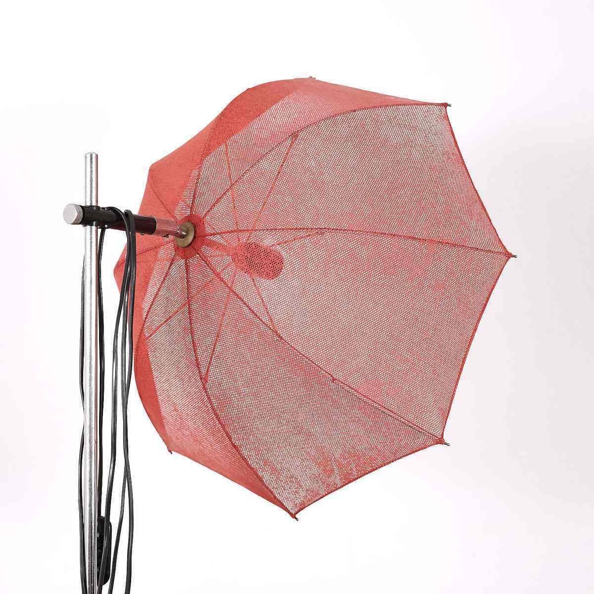 70s 80s Design Floor Lamp With Red Umbrella photo furniture