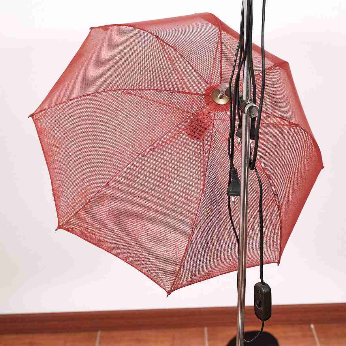 70s 80s Design Floor Lamp With Red Umbrella photo for sale