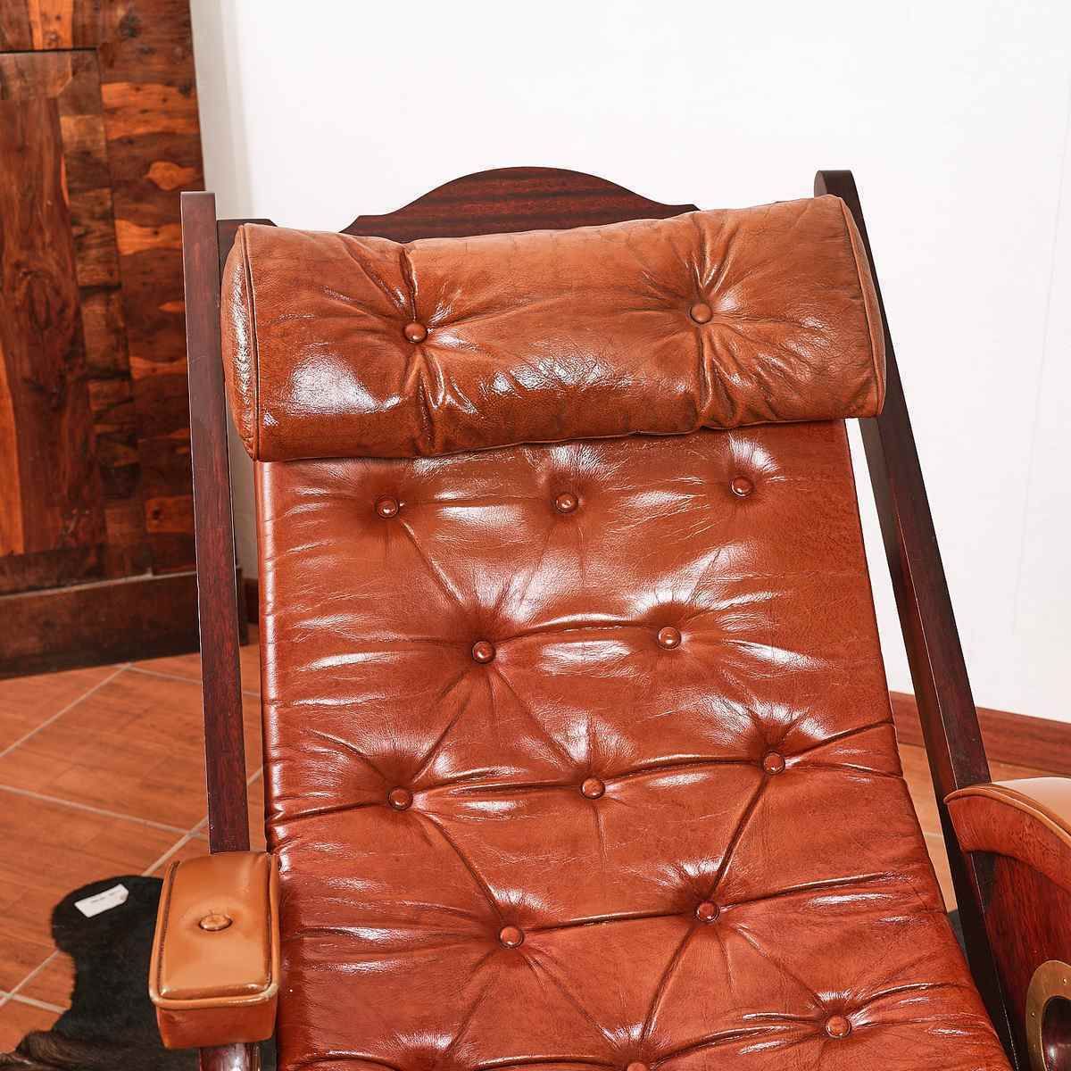 Deco Armchair In Leather And Mahogany, Marine Style photo vinterior