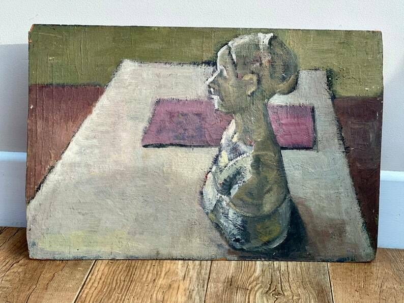 Modern British Oil On Board By Mary Piercy 1938 2012 photo furniture