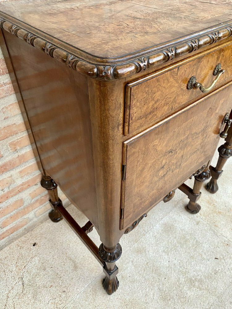 French Walnut And Burl Nightstands With Drawer, 1940, Set Of 2 photo 2766.0