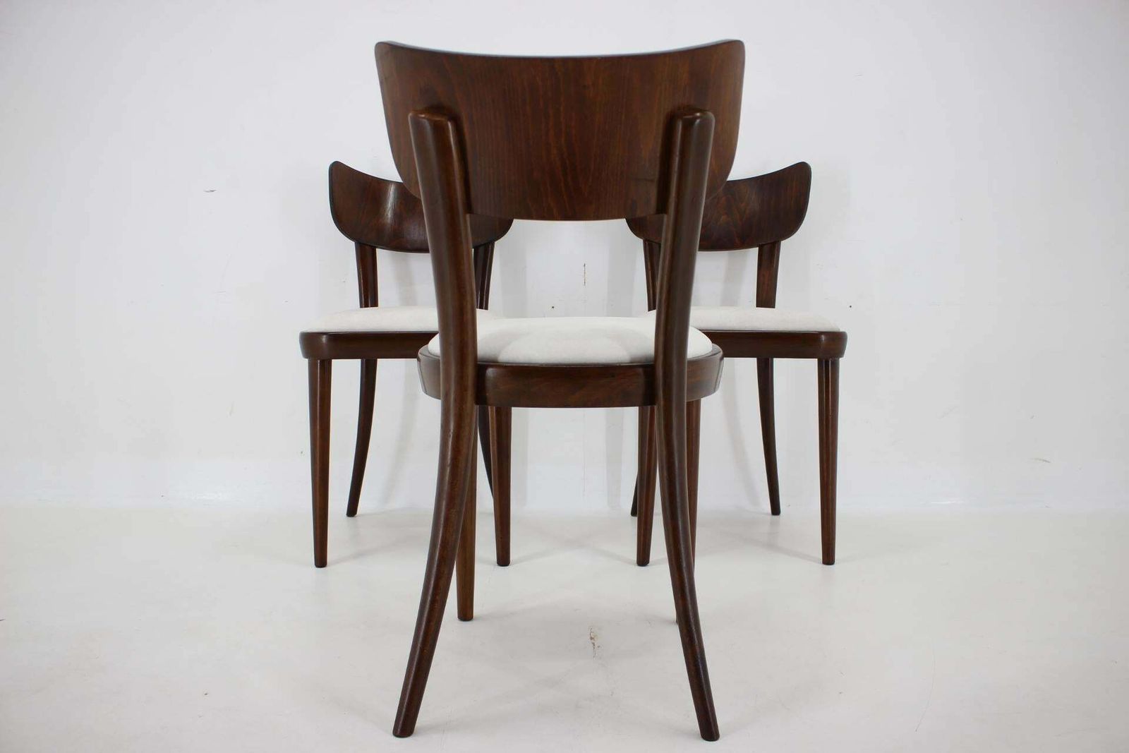photo furniture 1950s Set Of Three Restored Beech Dining Chairs, Czechoslovakia