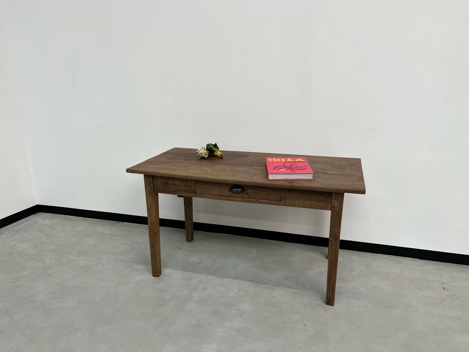 Small Walnut Farm Table With Spindle Legs photo vintage