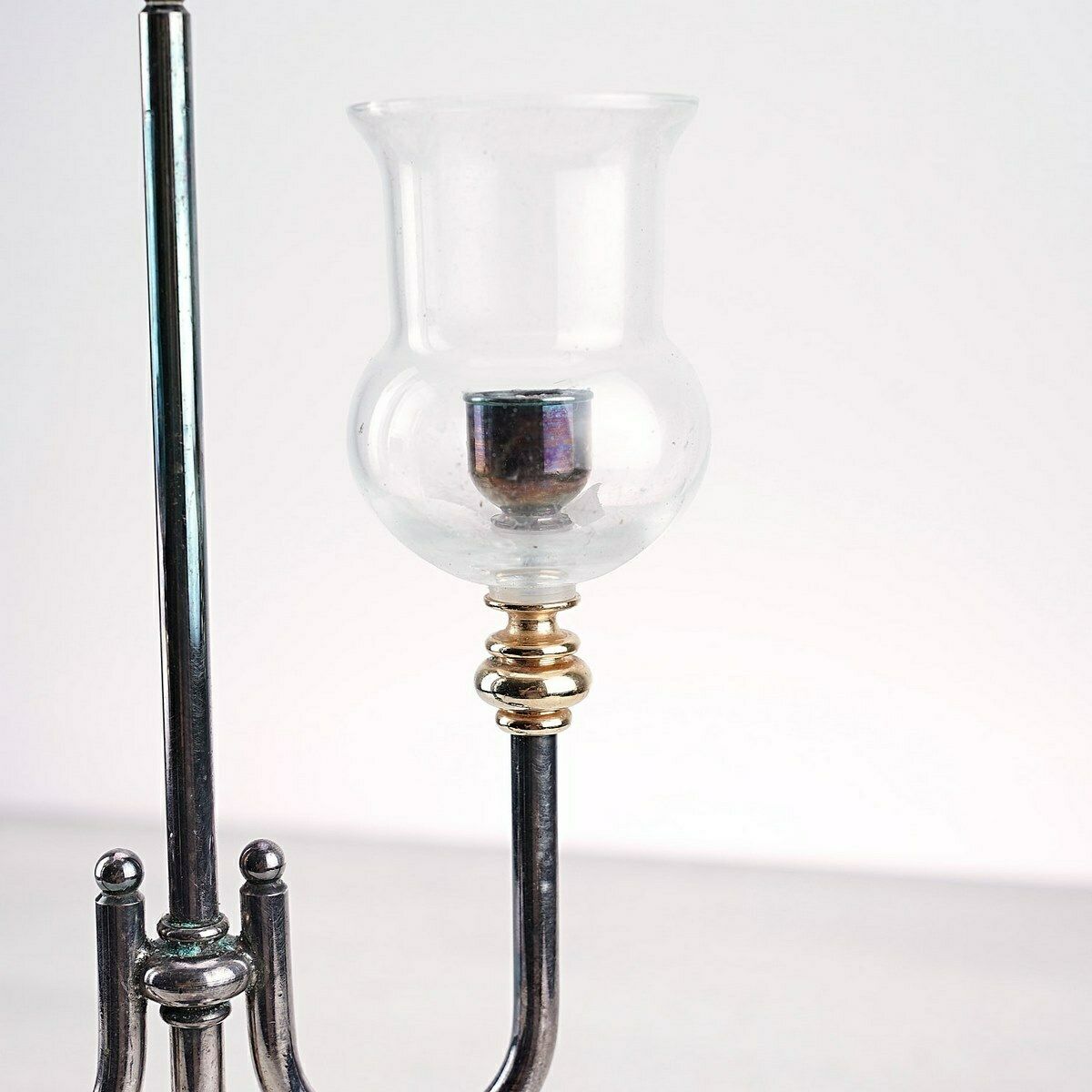 Vintage Deco Two Armed Candelabra With Glasses photo furniture