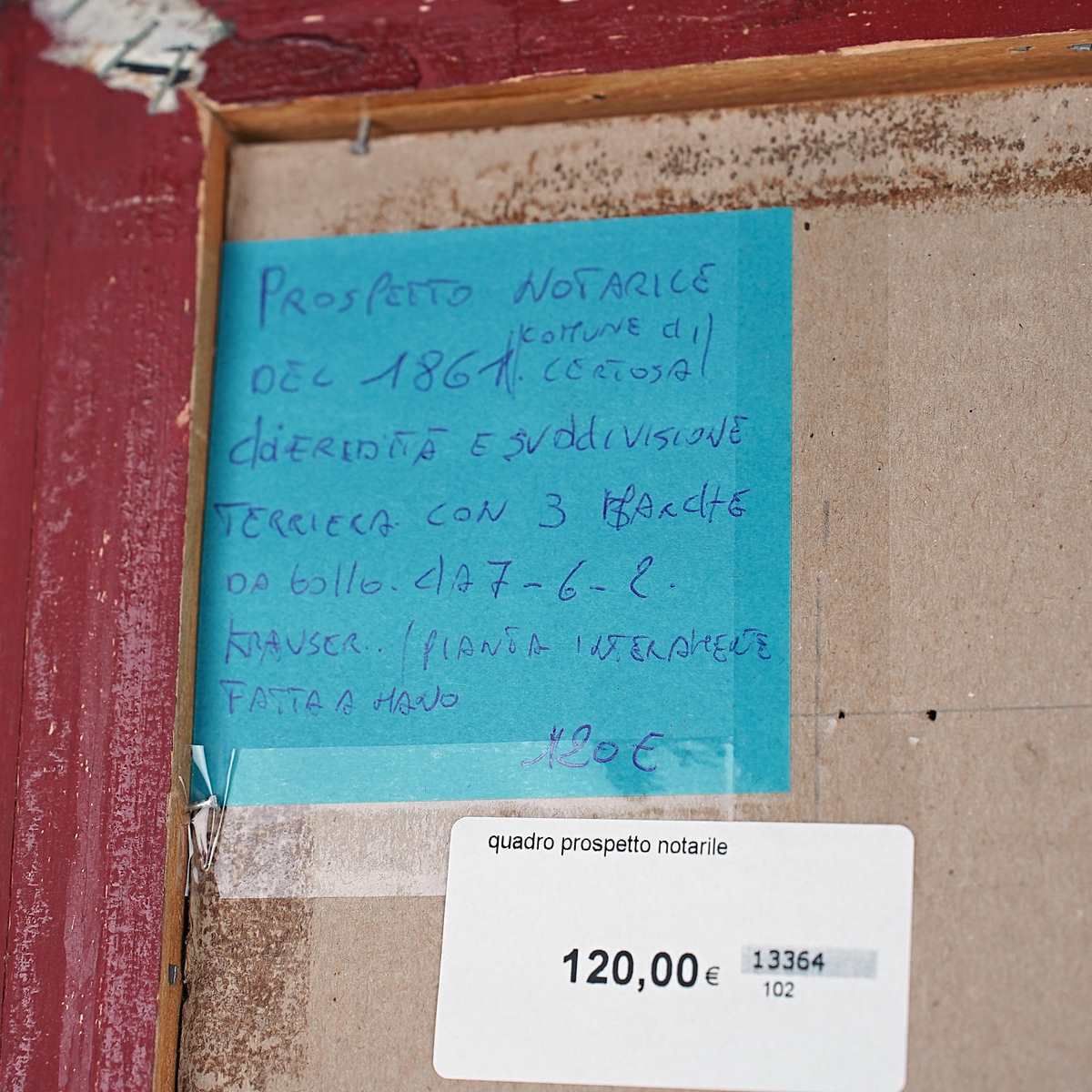 Square Notary Note Of 1861 Municipality Of Disbearable, Original On Paper photo vinterior
