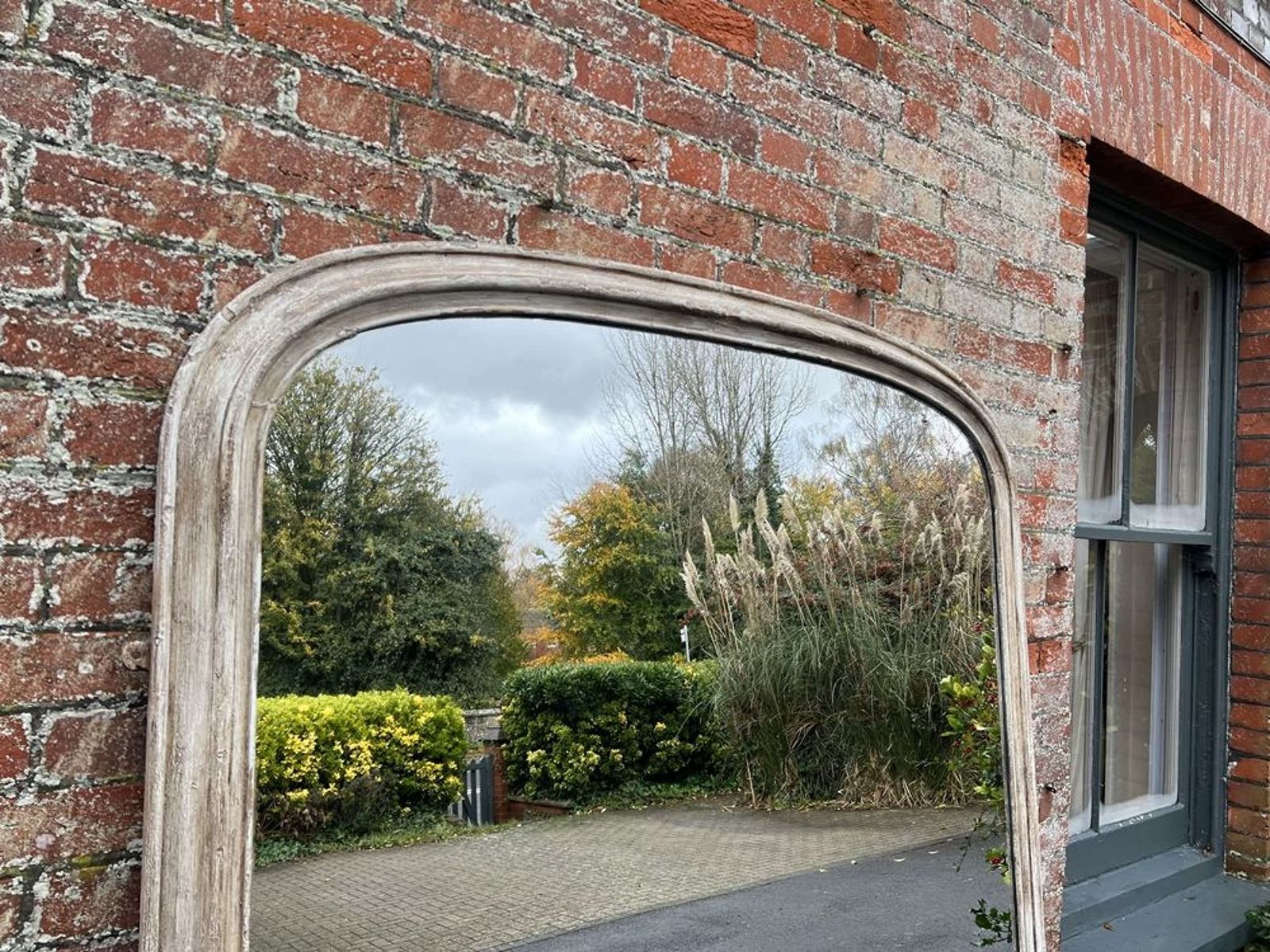 A Spectacular Large Antique English 19th C Arched Top Painted Mirror. photo vinterior