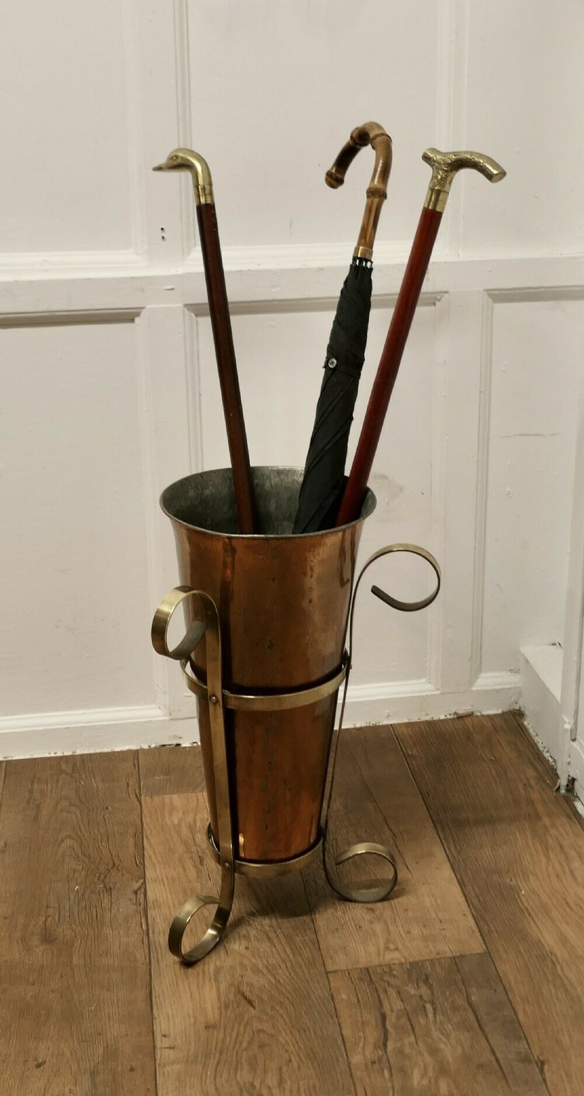 Arts And Crafts Copper And Brass Umbrella Stand photo 558.0