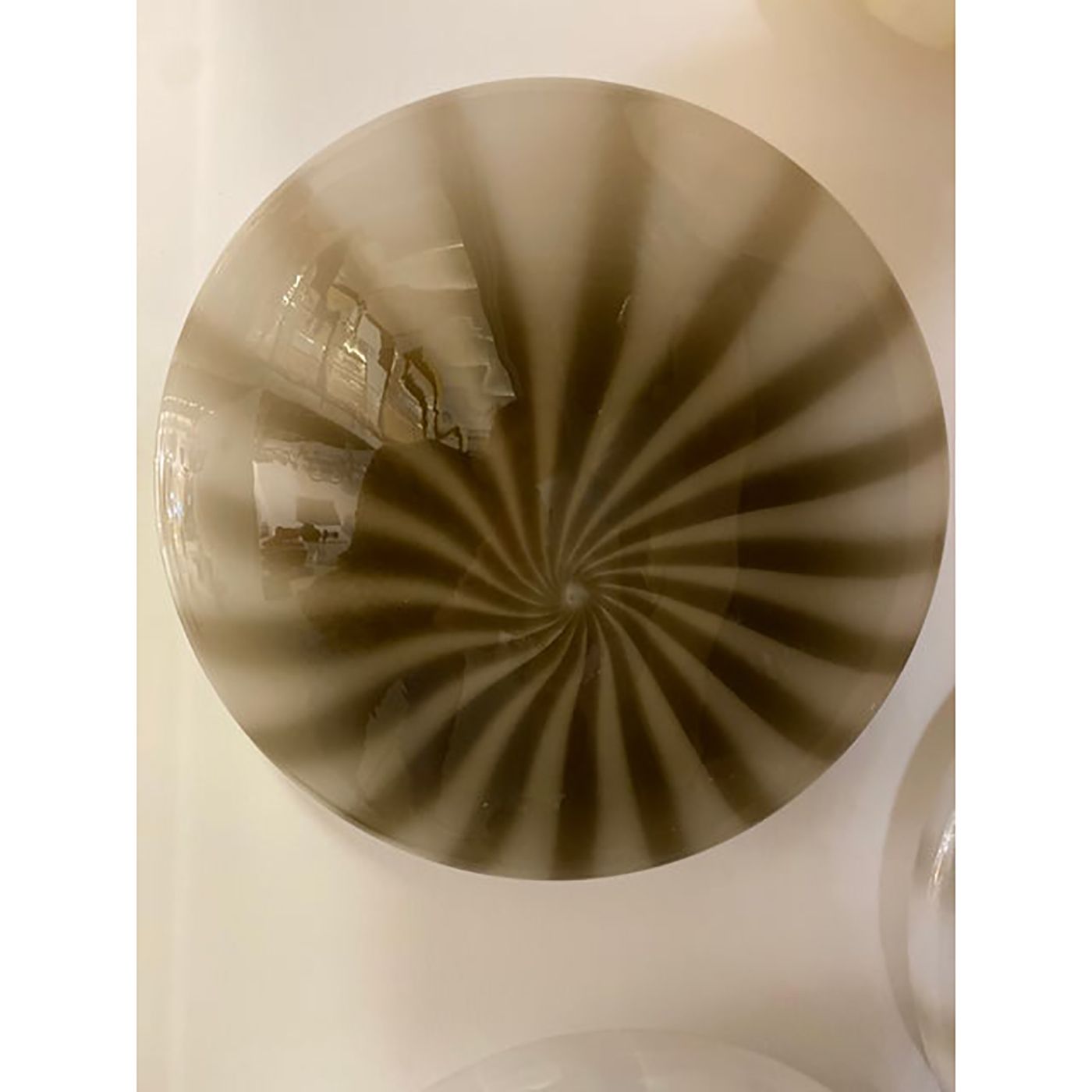 Contemporary Brown Reeds On White Murano Glass Wall Sconce Or Flush Mount photo for sale