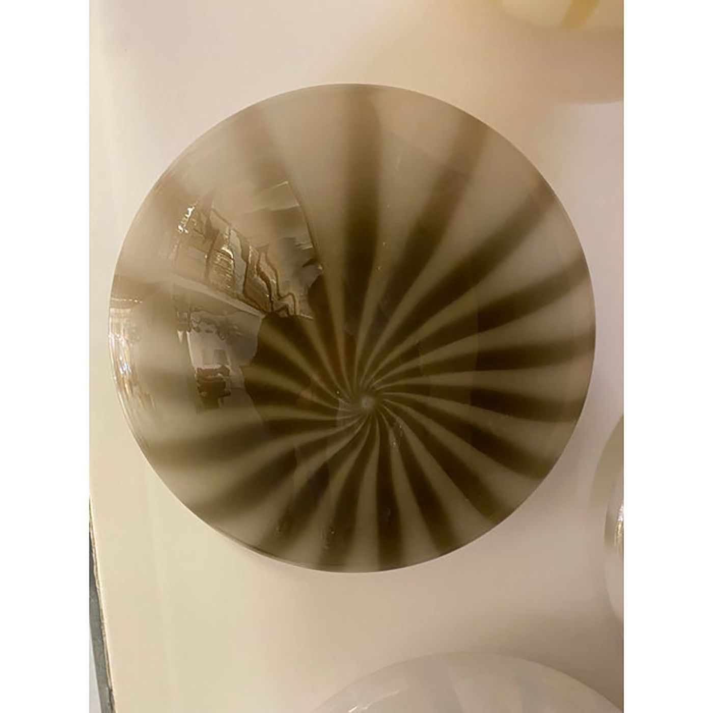 Contemporary Brown Reeds On White Murano Glass Wall Sconce Or Flush Mount photo Lighting