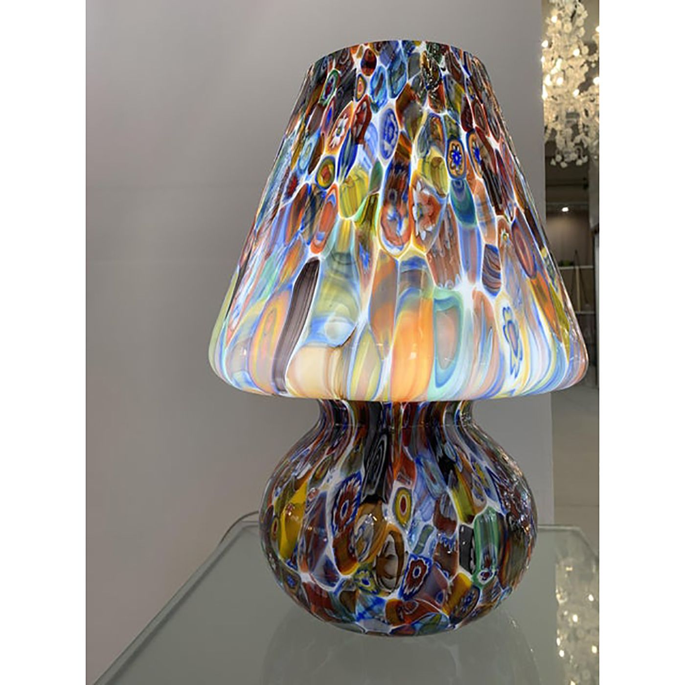 Contemporary Venetian Multicolored Millefiori Murrine "Fungo" Table Lamp In Murano Glass