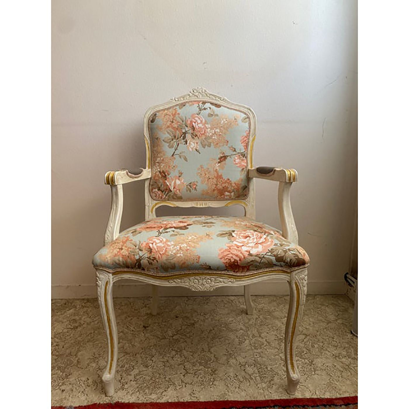 Set Of Two Contemporary Ivory And Pink Floral Chairs photo 12800.0