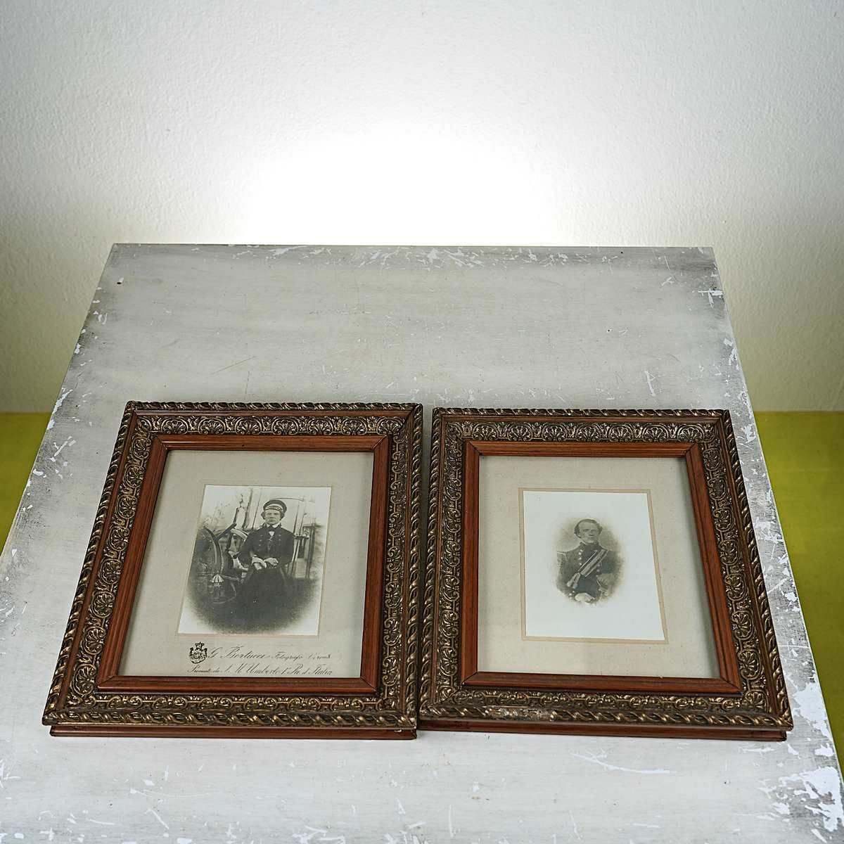 Pair Of Frames With Photo And Dedication, Navy From The 1800s