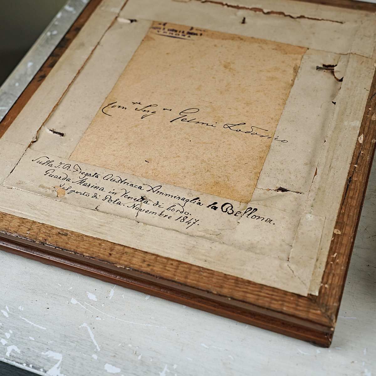 Pair Of Frames With Photo And Dedication, Navy From The 1800s photo buy