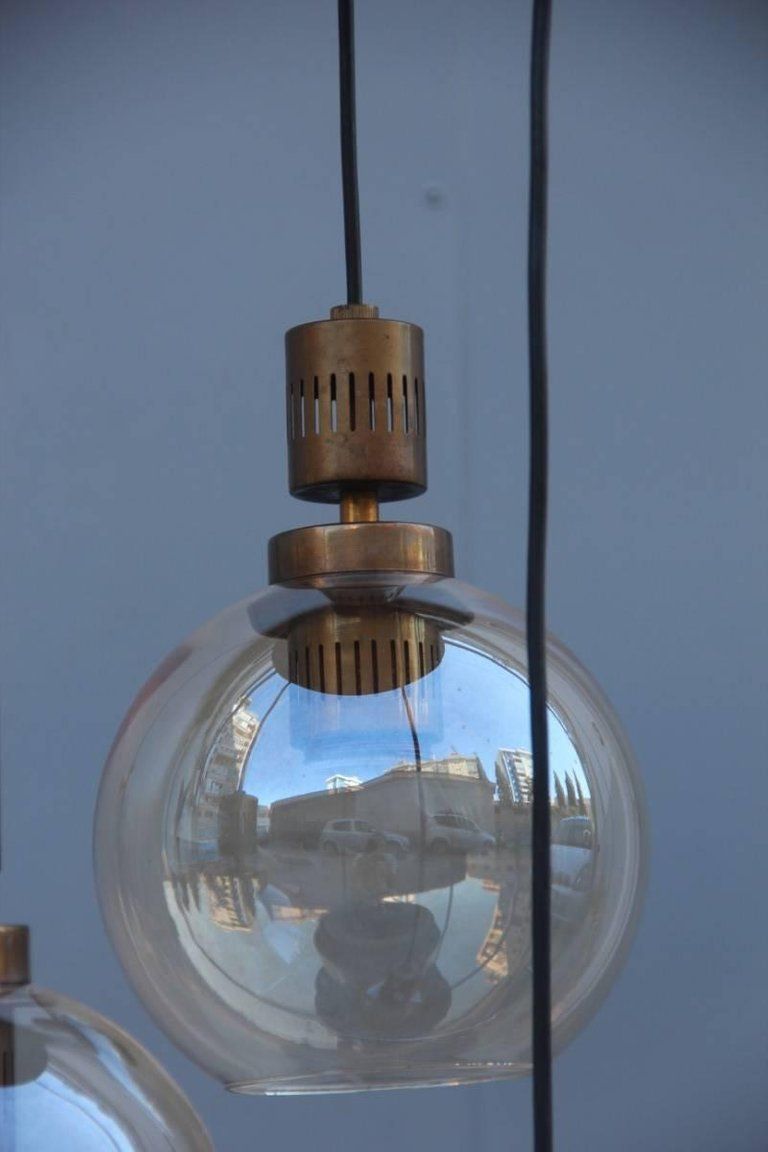 Italian Chandelier Circa 1950 1960 In Brass And Silver Italian Design photo for sale