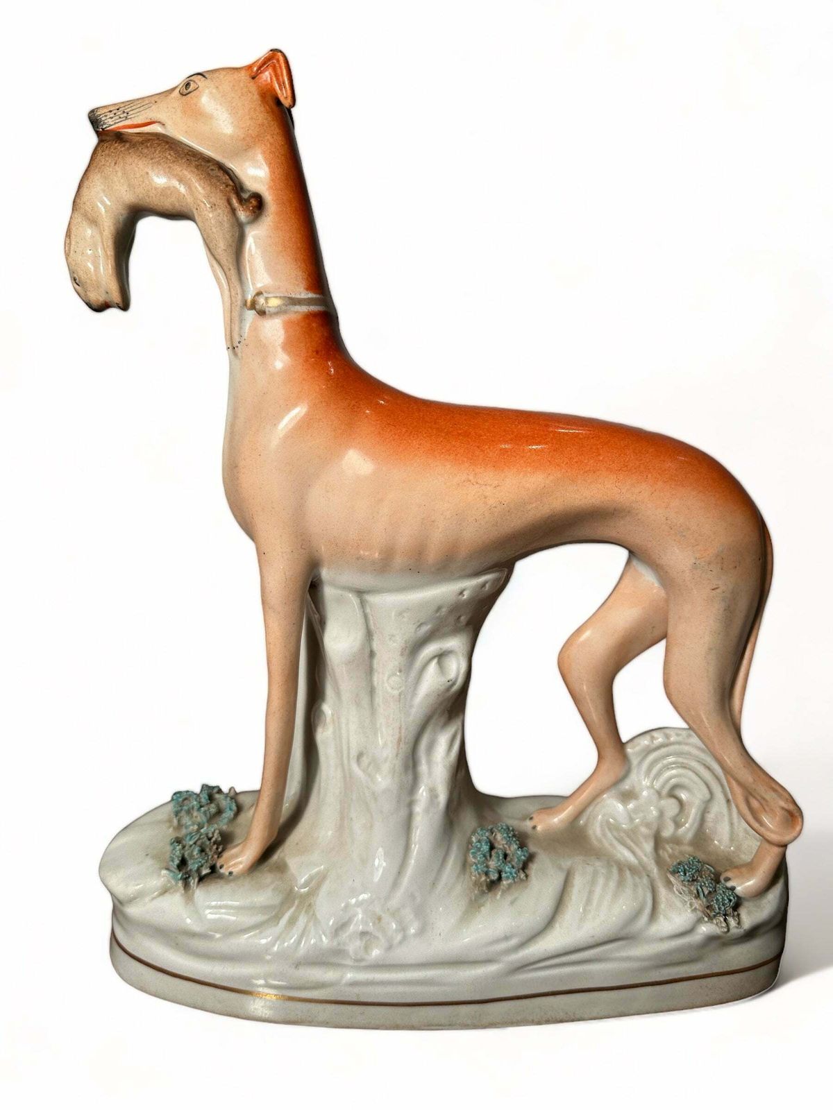 A Beautiful Pair Of Early Antique Staffordshire Greyhounds/Dogs Depicting Hunting Scene Circa 1840 photo furniture