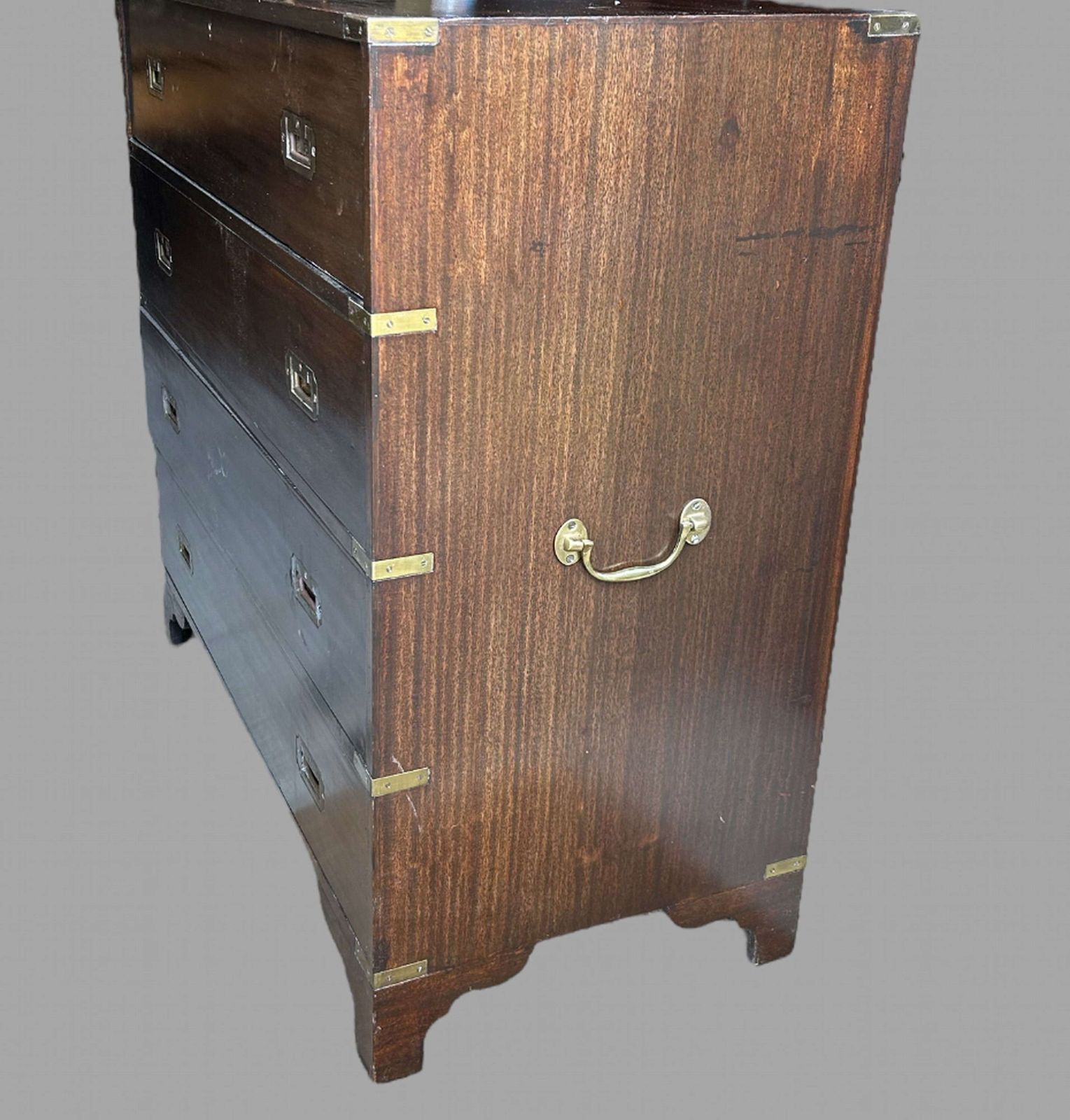 A Mahogany Veneer Campaign Style Secretaire/Chest Of Drawers photo 895.0