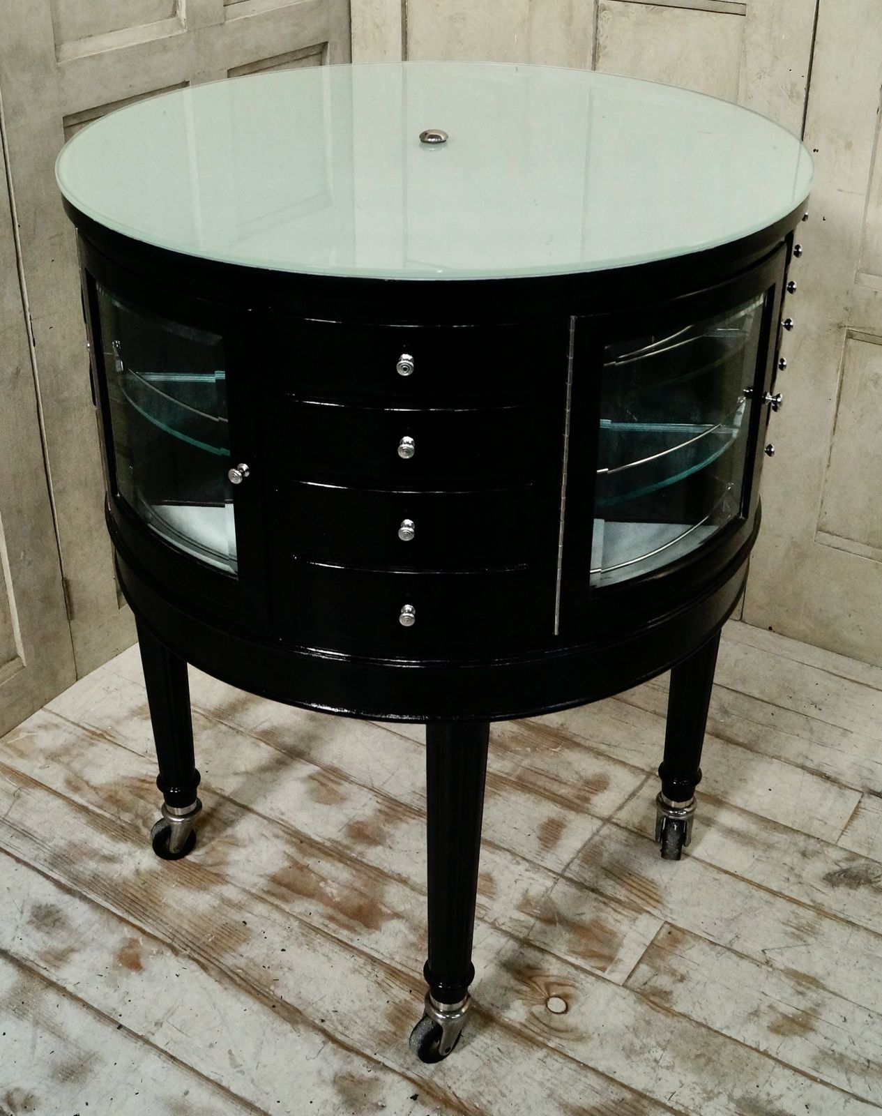 Antique English Oak Revolving Dental Cabinet
