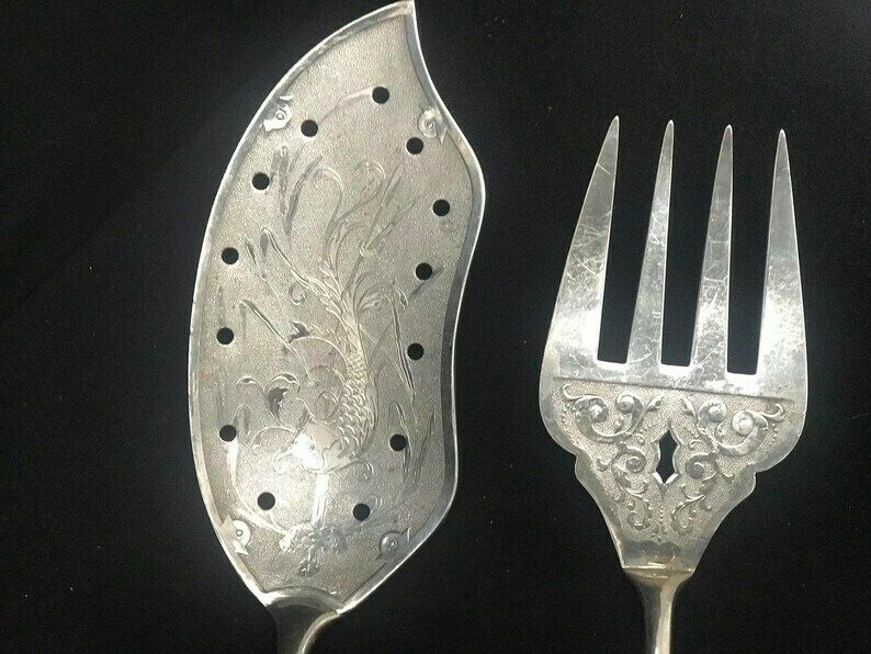 Fish Servers Cake Server Antique Wmf N Art Nouveau Silver Plated German Lifter Pie Server Wedding Cake Wedding Gift Romantic 1900s Slicer photo for sale