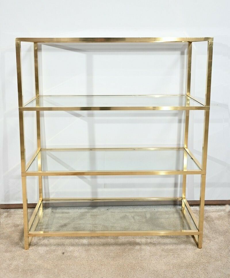 4 Tier Shelf In Brass And Glass, Vandel Taste – 1970
