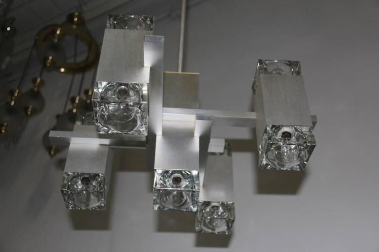Sculpture Sciolari Chandelier Aluminum Design And Glass, 1970s photo buy