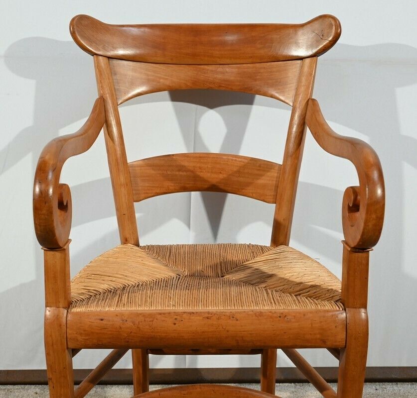 photo furniture Pair Of Estate Armchairs In Solid Cherry, Restoration Period – 1st Part 19th
