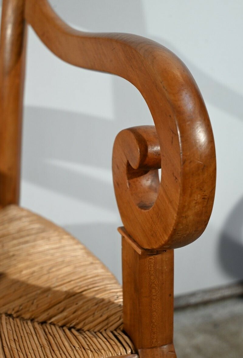 photo vinterior Pair Of Estate Armchairs In Solid Cherry, Restoration Period – 1st Part 19th