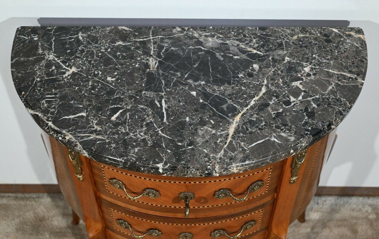 Small Half Moon Chest Of Drawers In Rosewood, Louis XV/Louis XVI Transition Style – 1st Part 20th photo vinterior