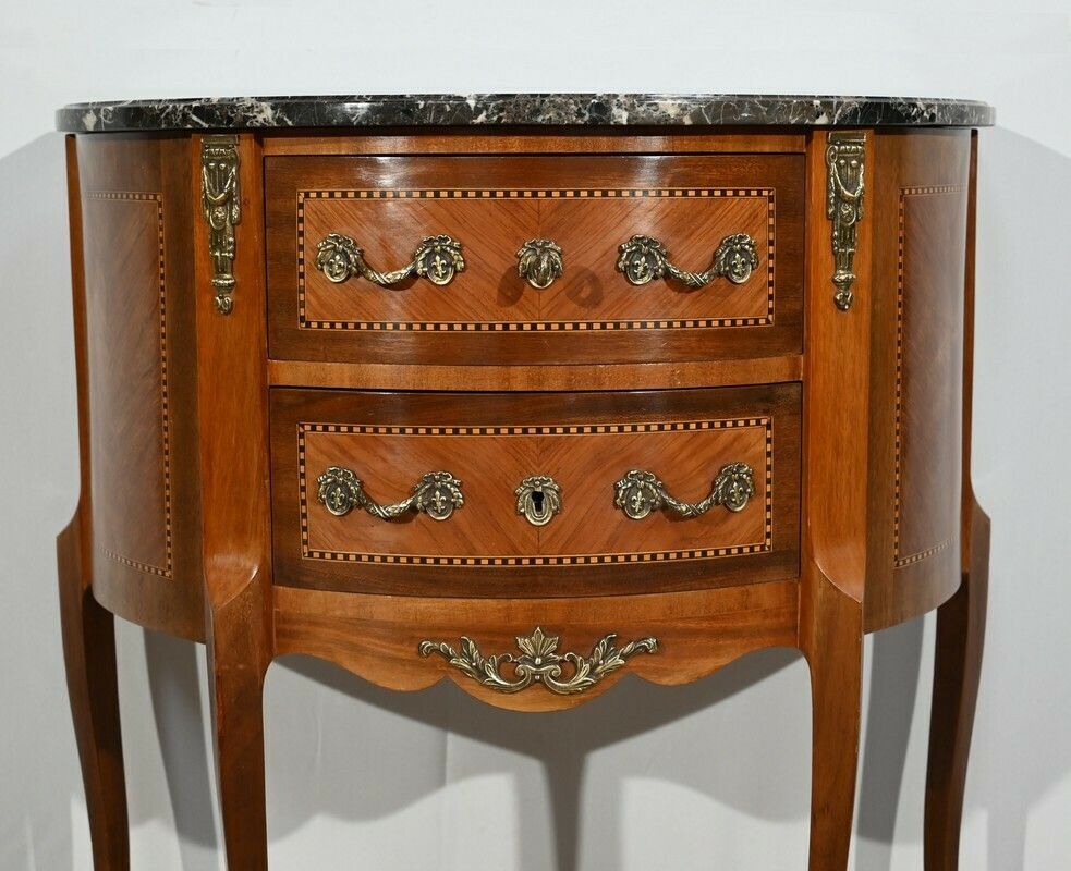 photo furniture Small Half Moon Chest Of Drawers In Rosewood, Louis XV/Louis XVI Transition Style – 1st Part 20th