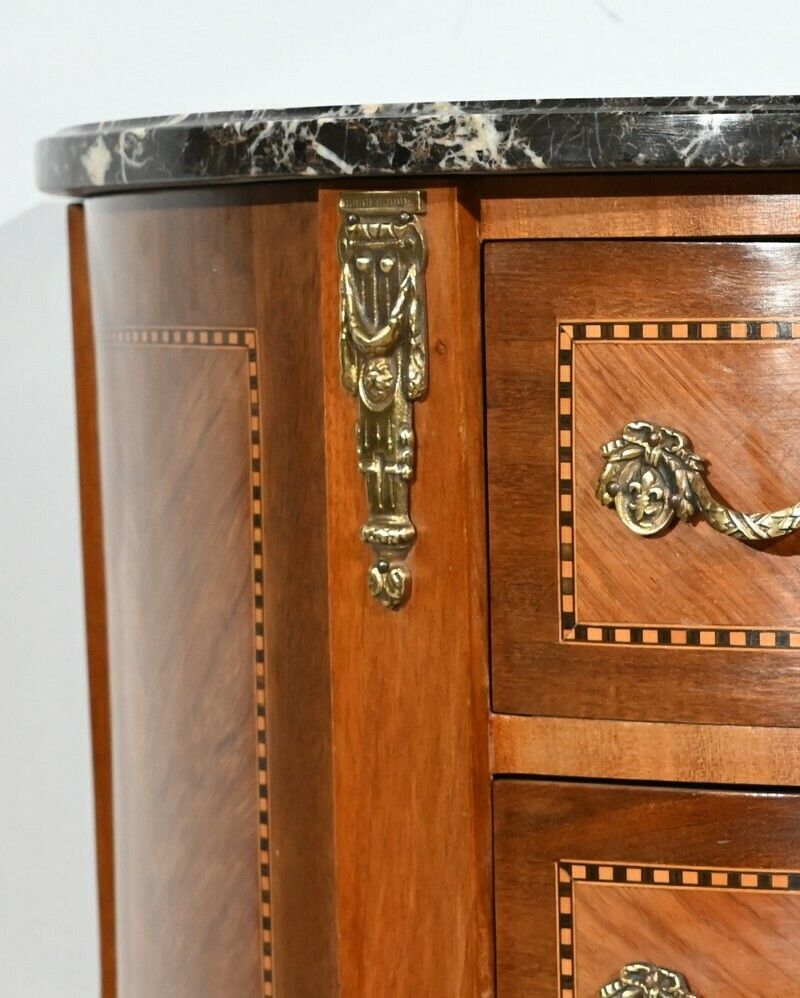 photo for sale Small Half Moon Chest Of Drawers In Rosewood, Louis XV/Louis XVI Transition Style – 1st Part 20th