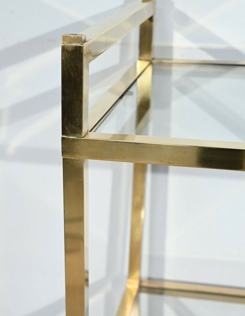 3 Tier Shelf In Brass And Glass, Vandel Style – 1970 photo buy