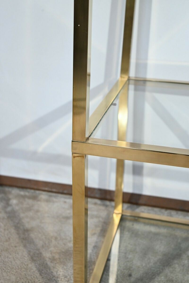 3 Tier Shelf In Brass And Glass, Vandel Style – 1970 photo vintage