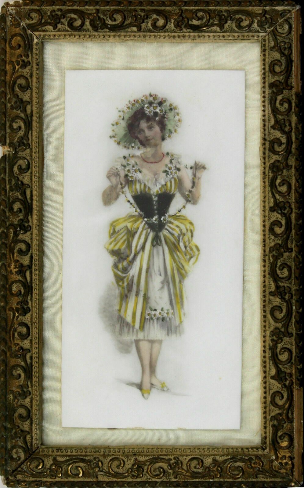 Oil On Ceramic Panel. Portrait Of A French Lady